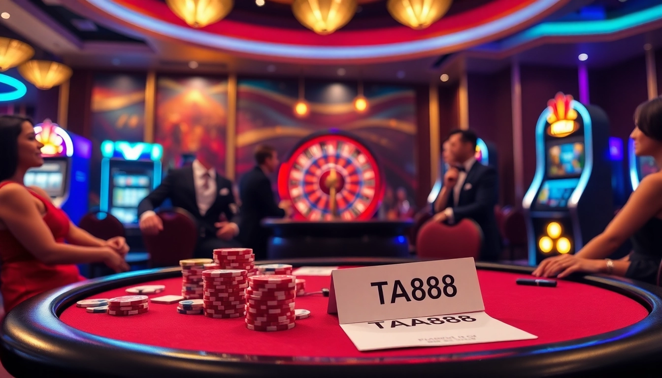 Players engaging in a strategic game at a casino table showcasing TA88 betting opportunities.