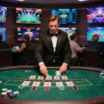 Players engaging in dynamic blackjack gameplay at trang chủ au88 online casino, highlighting live dealer action and immersive environment.