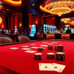 8KBET casino players enjoying high-stakes poker amidst luxurious ambiance and vibrant gaming.