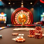WW88 players enjoying a thrilling game at a luxurious casino table with vibrant poker chips.