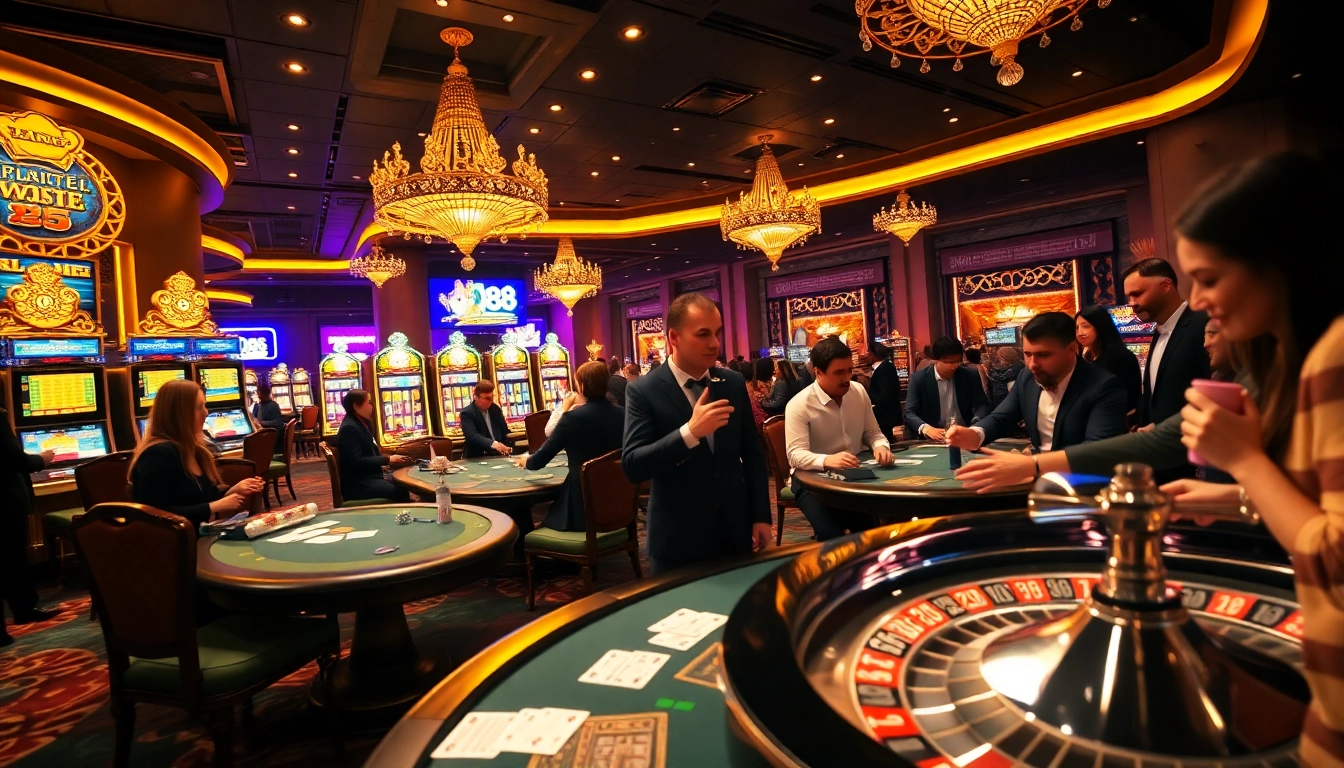 Engage with the da88 game in this vibrant casino scene full of excitement and luxury.