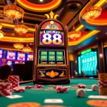 Experience the thrill of LUCKY88 as players engage with vibrant slot machine action and casino games.