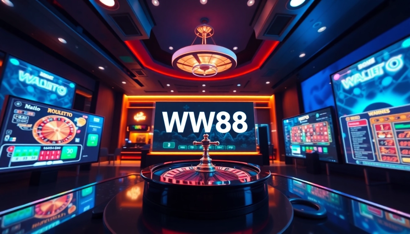WW88 online gaming platform showcasing exciting casino games in a vibrant digital setting.