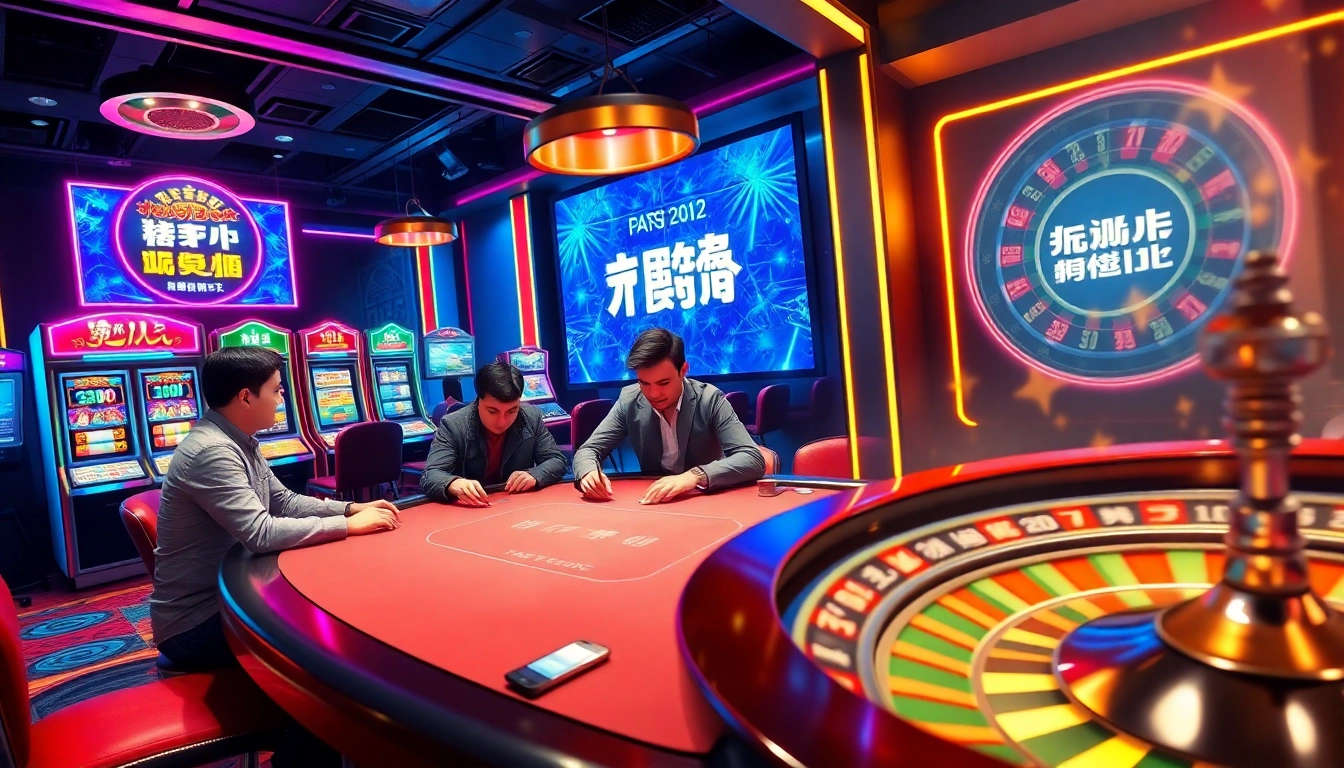 Engaging players at a modern online gambling table featuring 包网 services with vibrant casino elements.