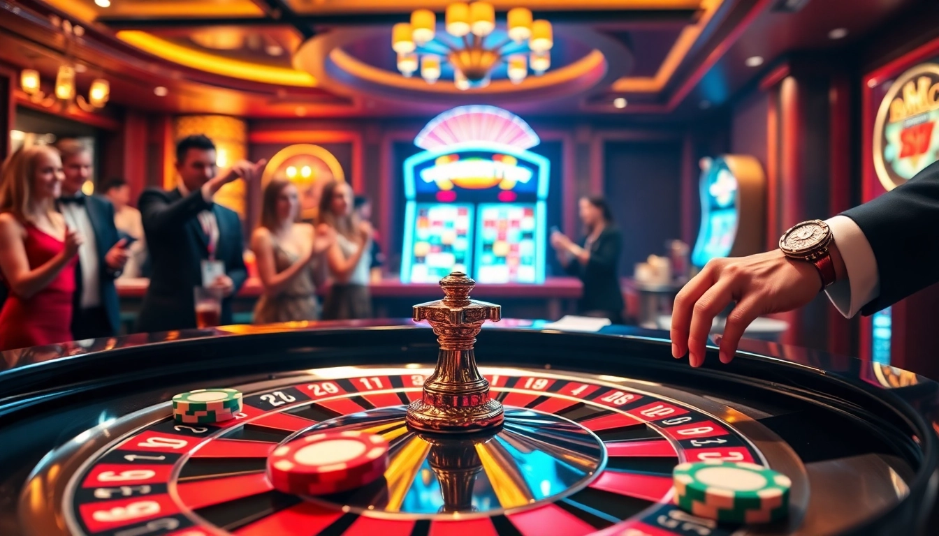 S8 online casino scene featuring a roulette table, poker chips, and vibrant slot machines.