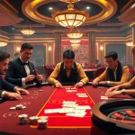 Players strategizing at a high-stakes poker table featuring DA88 casino ambiance.