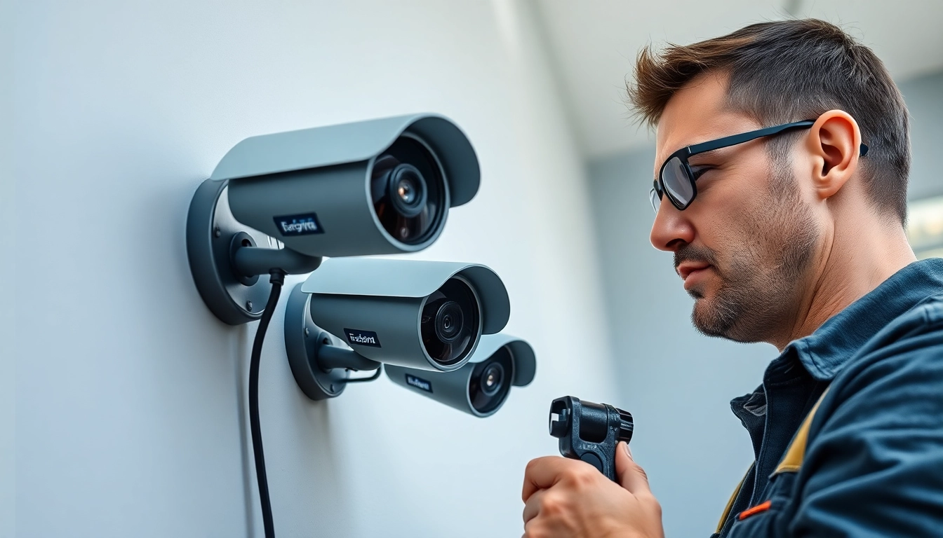 Técnico experto brindando la instalación de Soporte técnico en cámaras de Seguridad en una zona residencial.
