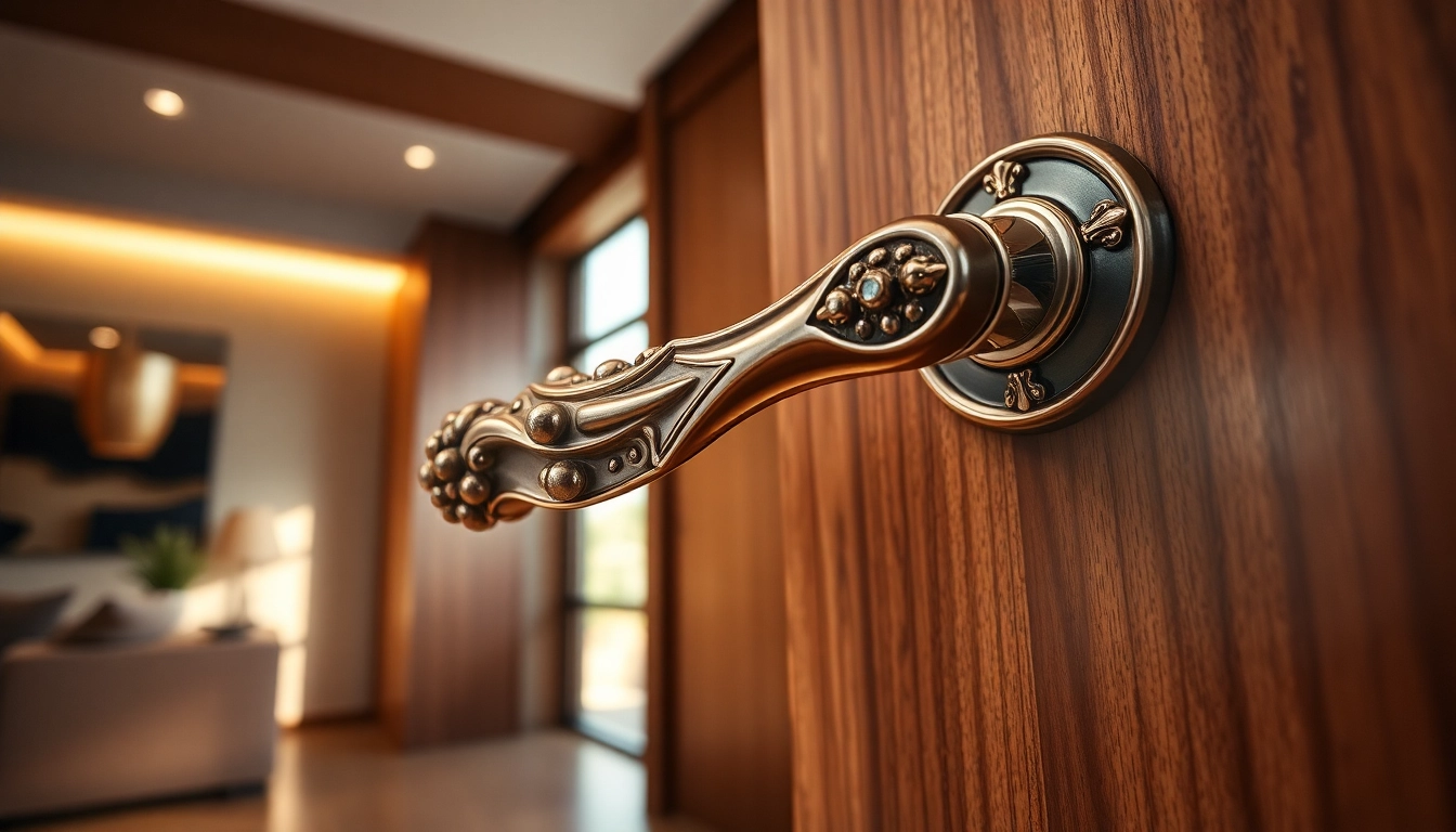 Explore the elegance of door handles showcased by the Door Handle Company in a sophisticated setting.