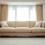 Couch cleaning in Glasgow in a modern living room with natural lighting and cozy decor.