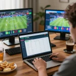 BONG88 user enjoying online sports betting with engaging interfaces and strategic focus.