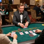 Players at 99OK blackjack table strategizing their bets for an exciting game.