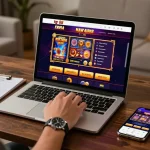 Engaging in exciting tg88 online casino gameplay with a modern interface in a cozy home setting.