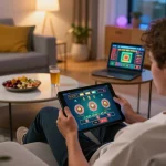 Engage in thrilling gameplay with VMAX on your tablet at home, showcasing live casino moments