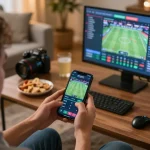 Engaging moment of sports betting on cloud-africa with smartphone showcasing live match odds.