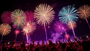 Enjoy a spectacular display of cheap fireworks near me lighting up the night sky.
