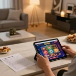 Player enjoying engaging gaming experience on the GO88 app in a cozy home setting.