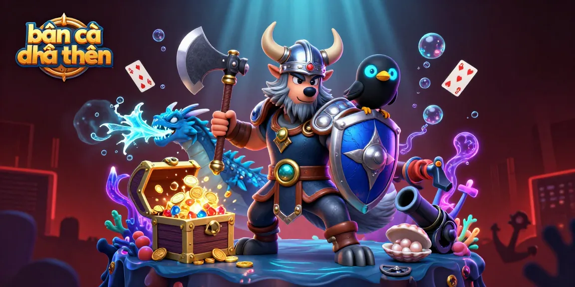 Engage in bắn cá đổi thưởng with exciting underwater scenes filled with vibrant characters, treasures, and action.