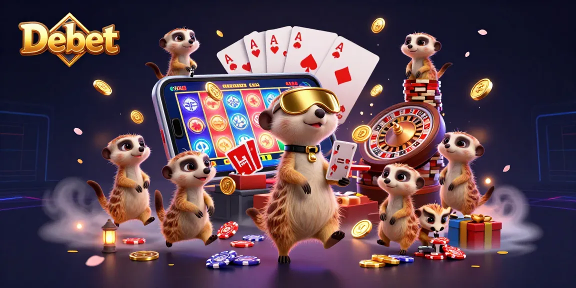 Engage with Debet through vibrant casino escapades featuring lively meerkats and thrilling games.