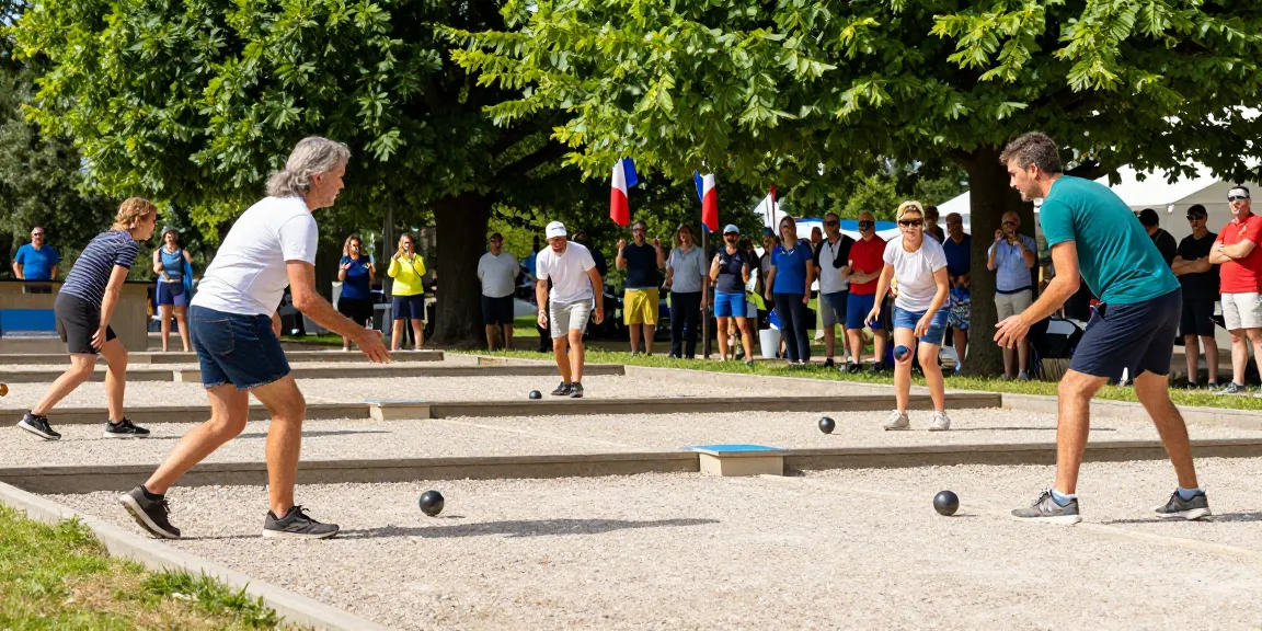 Petanque players engaged in a friendly match outdoor at fopikotapalu.org, showcasing community spirit and sportsmanship.