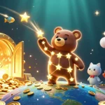 Debet delivers excitement as the constellation bear reaches for coins amidst riches in this vibrant casino illustration.