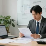 Forensic auditing process at aafikotacirebon.org with auditor analyzing documents in focused office