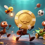 Zowin enhances betting excitement with a dynamic scene of animated ants on a colorful gambling adventure.