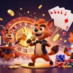 Experience trực tiếp bóng đá with hyenas in a dynamic casino scene, showcasing engaging comedy and excitement.