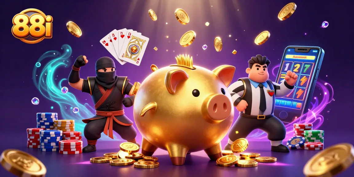 Experience thrilling action with 88i in a vibrant illustration full of golden coins and exciting game elements.