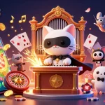 Experience epic cockfighting drama with thanke78 in this vibrant casino illustration.
