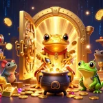 Spin and win with brand new online pokies, a vivid 3D scene showcasing magical casino treasures.