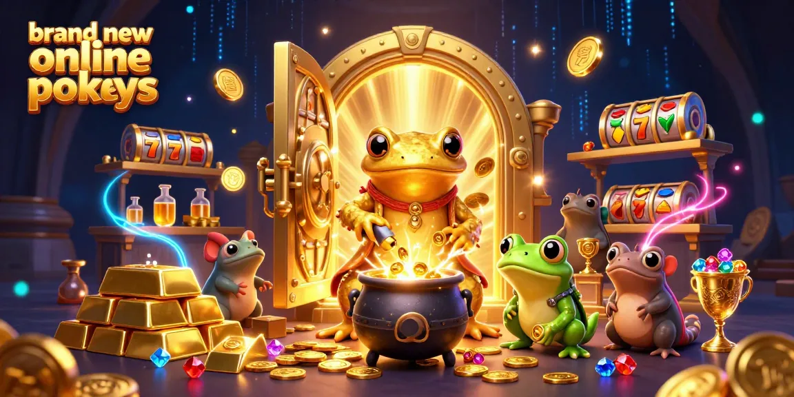 Spin and win with brand new online pokies, a vivid 3D scene showcasing magical casino treasures.