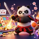 Experience the excitement of Lucky88 with a vibrant 3D illustration featuring samurai panda and casino games.