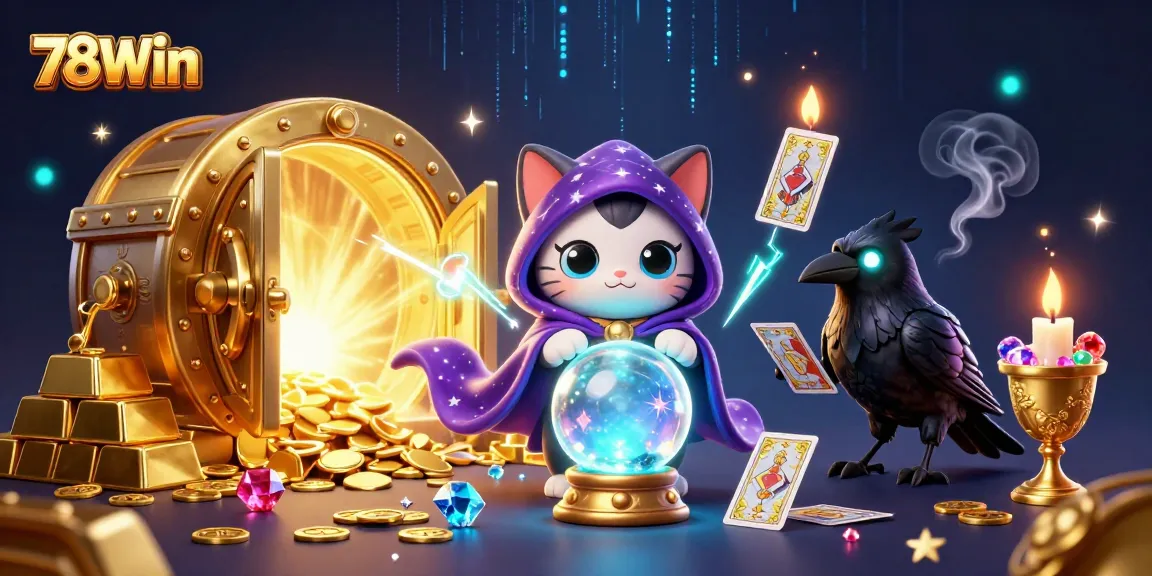 Experience thrilling luck with 78Win's vibrant casino adventure featuring mystical characters and gold treasures.