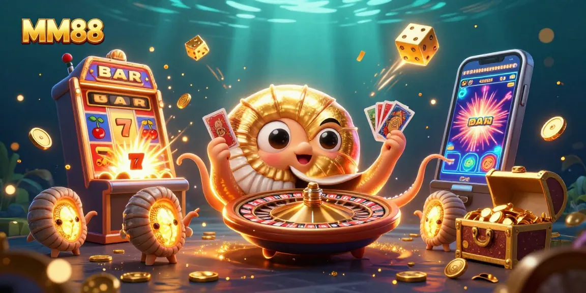 Experience thrilling wins at MM88 with a vibrant 3D casino scene featuring joyful characters and exciting jackpot rewards.