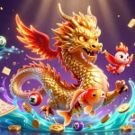 Experience Game Mobile excitement with golden dragon, phoenix, and koi in dynamic casino scene.